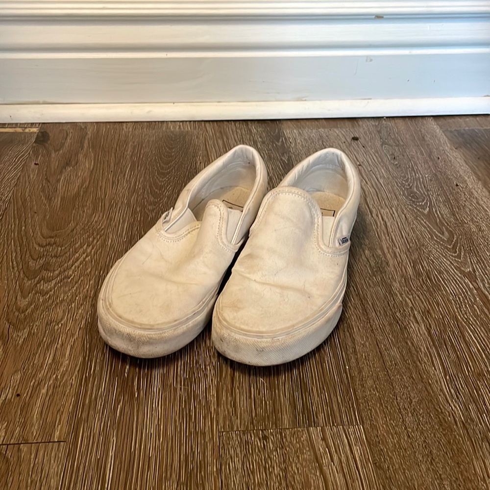 White slip on vans